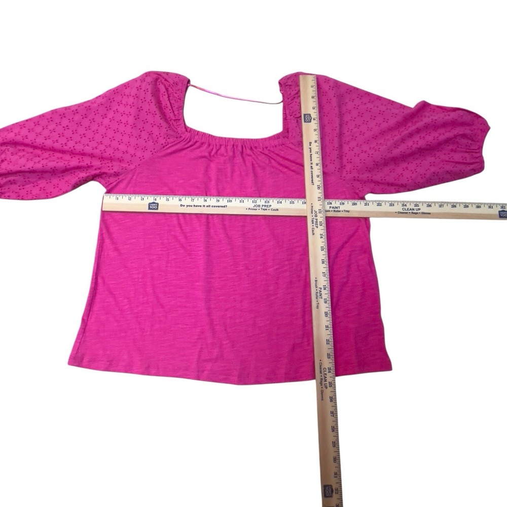 Sanctuary Eyelet 3/4 Puff Sleeve Top Size XL Fuchsia Tunic Style XT2450K6 Casual - Picture 4 of 9